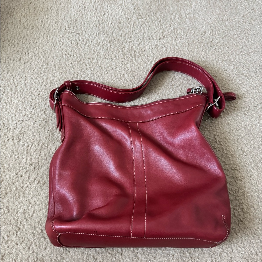 Coach Red Leather Shoulder Bag
